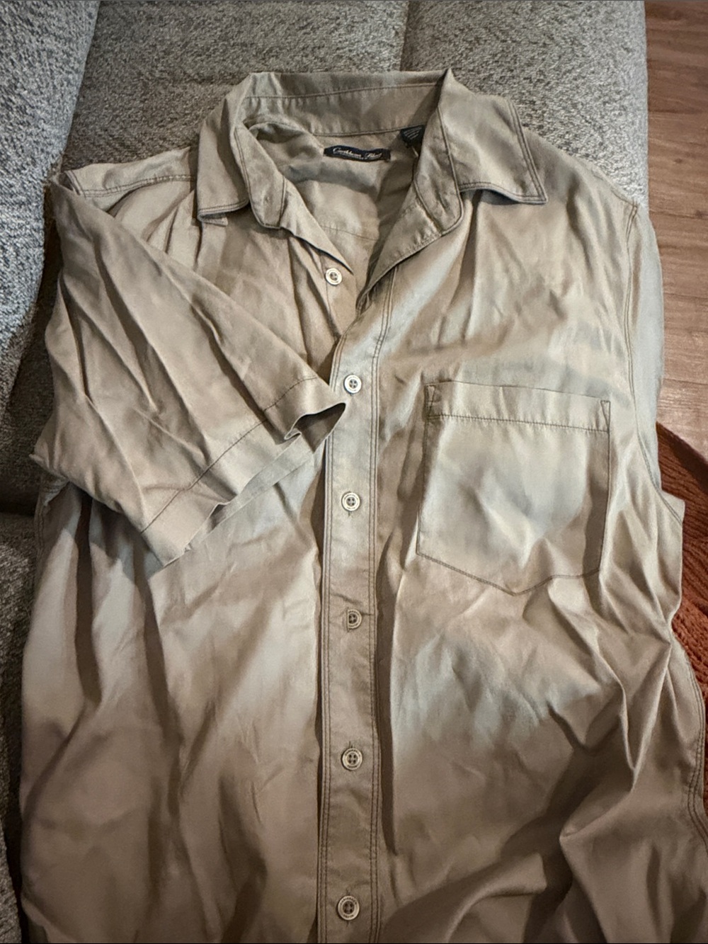 Roundtree & Yorke Short-Sleeve Shirt Jacket in Beige/Tan
